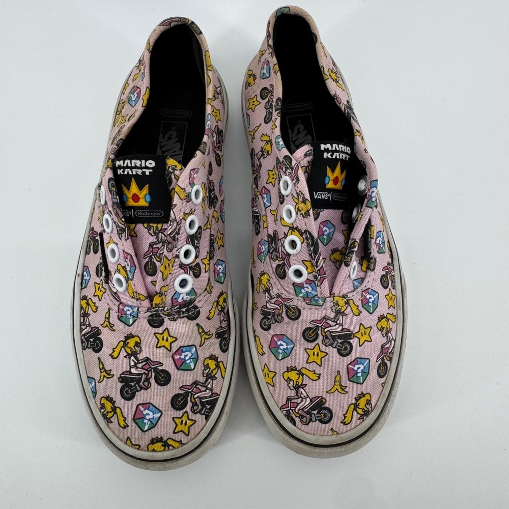 Vans Nintendo Mario Kart Princess Peach Authentic Pink Kids Shoes Size 2.5 - Picture 4 of 13